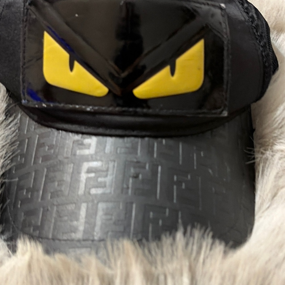 Black FENDI MONSTER trucker baseball cap